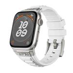 For Apple Watch Series 5 44mm Metal Connector Silicone Watch Band(White+Titanium Color Buckle)