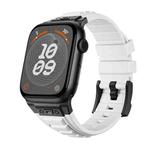 For Apple Watch Series 5 44mm Metal Connector Silicone Watch Band(White+Black Buckle)