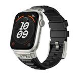 For Apple Watch Series 3 42mm Metal Connector Silicone Watch Band(Black+Titanium Color Buckle)
