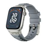 For Apple Watch Series 3 42mm Metal Connector Silicone Watch Band(Grey+Titanium Color Buckle)