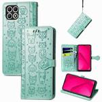 For T-Mobile T Phone 2 5G Cat and Dog Embossed Leather Phone Case(Green)