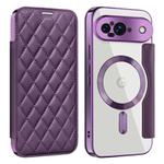 For Google Pixel 9 Shield Magsafe RFID Anti-theft Rhombus Leather Phone Case(Purple)