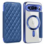 For Google Pixel 9 Pro Shield Magsafe RFID Anti-theft Rhombus Leather Phone Case(Dark Blue)