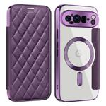 For Google Pixel 9 Pro XL Shield Magsafe RFID Anti-theft Rhombus Leather Phone Case(Purple)