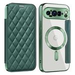 For Google Pixel 9 Pro XL Shield Magsafe RFID Anti-theft Rhombus Leather Phone Case(Green)