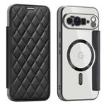For Google Pixel 10 Pro XL Shield Magsafe RFID Anti-theft Rhombus Leather Phone Case(Black)