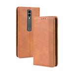 Magnetic Buckle Retro Crazy Horse Texture Horizontal Flip Leather Case for Vodafone Smart V10 (VFD730) , with Holder & Card Slots & Photo Frame(Brown)