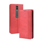 Magnetic Buckle Retro Crazy Horse Texture Horizontal Flip Leather Case for Vodafone Smart V10 (VFD730) , with Holder & Card Slots & Photo Frame(Red)