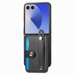 For Samsung Galaxy Z Flip7 5G Wristband Kickstand Card Wallet Back Cover Phone Case(Black)