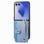 For Samsung Galaxy Z Flip7 5G Wristband Kickstand Card Wallet Back Cover Phone Case(Blue)