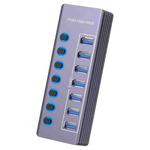 U307 Aluminum Alloy 7-Ports Splitter 5Gbps High Speed USB 3.0 Hub with Independent Switch