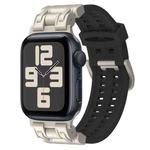 For Apple Watch SE 2023 44mm Mecha Two Claw Silicone Watch Band(Black)