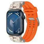 For Apple Watch Series 9 45mm Mecha Two Claw Silicone Watch Band(Orange)