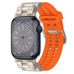 For Apple Watch Series 8 45mm Mecha Two Claw Silicone Watch Band(Orange)