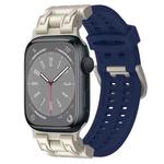 For Apple Watch Series 8 45mm Mecha Two Claw Silicone Watch Band(Midnight Blue)