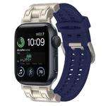 For Apple Watch SE 2022 44mm Mecha Two Claw Silicone Watch Band(Midnight Blue)