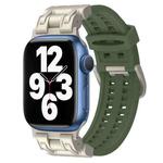 For Apple Watch Series 7 45mm Mecha Two Claw Silicone Watch Band(Forest Green)