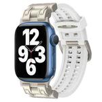 For Apple Watch Series 7 45mm Mecha Two Claw Silicone Watch Band(White)