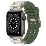 For Apple Watch Series 6 44mm Mecha Two Claw Silicone Watch Band(Forest Green)