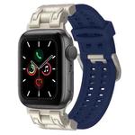 For Apple Watch Series 5 44mm Mecha Two Claw Silicone Watch Band(Midnight Blue)