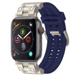 For Apple Watch Series 4 44mm Mecha Two Claw Silicone Watch Band(Midnight Blue)