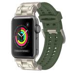 For Apple Watch Series 3 42mm Mecha Two Claw Silicone Watch Band(Forest Green)