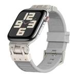 For Apple Watch SE 2023 44mm Metal Mecha Plaid Silicone Watch Band(Cloud Gray)