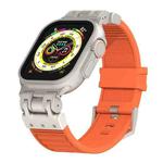For Apple Watch Ultra 2 49mm Metal Mecha Plaid Silicone Watch Band(Orange)