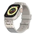 For Apple Watch Ultra 2 49mm Metal Mecha Plaid Silicone Watch Band(Cloud Gray)