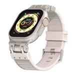 For Apple Watch Ultra 2 49mm Metal Mecha Plaid Silicone Watch Band(Starlight)