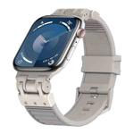 For Apple Watch Series 9 45mm Metal Mecha Plaid Silicone Watch Band(Cloud Gray)