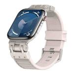 For Apple Watch Series 9 45mm Metal Mecha Plaid Silicone Watch Band(Starlight)