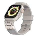 For Apple Watch Ultra 49mm Metal Mecha Plaid Silicone Watch Band(Cloud Gray)