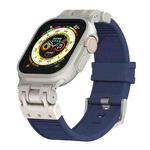 For Apple Watch Ultra 49mm Metal Mecha Plaid Silicone Watch Band(Midnight Blue)