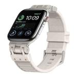 For Apple Watch SE 2022 44mm Metal Mecha Plaid Silicone Watch Band(Starlight)
