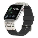 For Apple Watch SE 2022 44mm Metal Mecha Plaid Silicone Watch Band(Black)