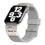 For Apple Watch Series 7 45mm Metal Mecha Plaid Silicone Watch Band(Cloud Gray)