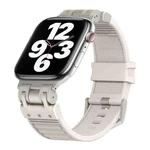 For Apple Watch Series 7 45mm Metal Mecha Plaid Silicone Watch Band(Starlight)
