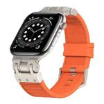 For Apple Watch Series 6 44mm Metal Mecha Plaid Silicone Watch Band(Orange)