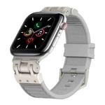 For Apple Watch Series 5 44mm Metal Mecha Plaid Silicone Watch Band(Cloud Gray)