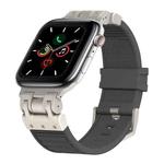 For Apple Watch Series 5 44mm Metal Mecha Plaid Silicone Watch Band(Dark Gray)