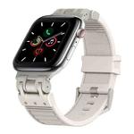 For Apple Watch Series 5 44mm Metal Mecha Plaid Silicone Watch Band(Starlight)