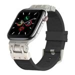 For Apple Watch Series 5 44mm Metal Mecha Plaid Silicone Watch Band(Black)