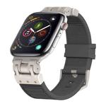For Apple Watch Series 4 44mm Metal Mecha Plaid Silicone Watch Band(Dark Gray)