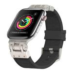 For Apple Watch Series 3 42mm Metal Mecha Plaid Silicone Watch Band(Black)