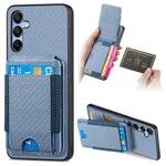 For Samsung Galaxy A15 Carbon Fiber Vertical Flip Wallet Stand Phone Case(Blue)