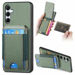 For Samsung Galaxy A55 5G Carbon Fiber Vertical Flip Wallet Stand Phone Case(Green)