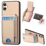 For Samsung Galaxy A05 Carbon Fiber Vertical Flip Wallet Stand Phone Case(Khaki)