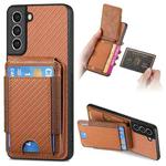 For Samsung Galaxy S23 FE 5G Carbon Fiber Vertical Flip Wallet Stand Phone Case(Brown)