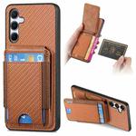 For Samsung Galaxy A34 5G Carbon Fiber Vertical Flip Wallet Stand Phone Case(Brown)